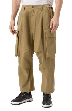 Мужские хлопковые брюки-карго DSQUARED2 бежевого цвета, арт. S79KA0082/D35224 | Фото 3 (Материал сплава: Проставлено; Длина (брюки, джинсы): Стандартные; Драгоценные камни: Проставлено; Случай: Повседневный; Силуэт М (брюки): Карго; Стили: Гранж; Материал внешний: Хлопок)