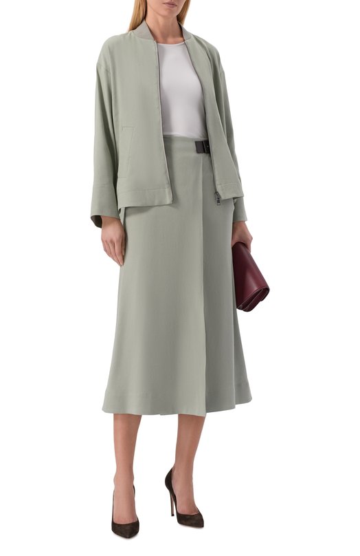 Юбка изо льна и вискозы Lorena Antoniazzi P2640G033A/3347 Зелёный  P2640G033A/3347 Фото 2