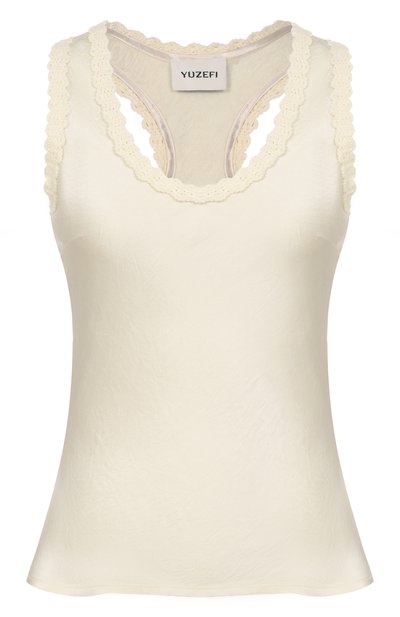 Женский атласный топ YUZEFI, арт. ANARA-ACETATE SC00P NECK T0P/SATEEN