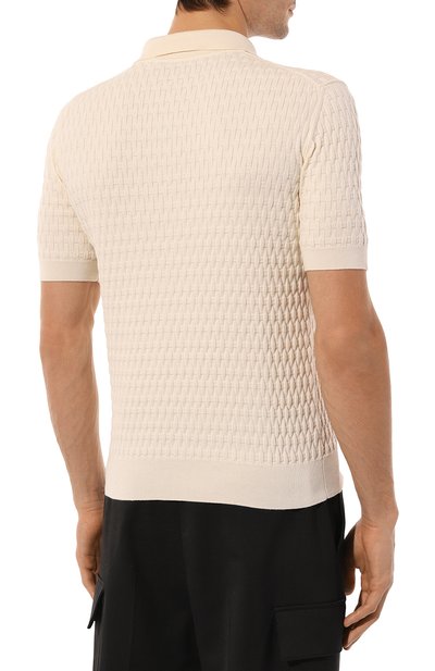 Поло из хлопка и шерсти TRUSSARDI кремового цвета по цене 16600 руб., арт. 52M00725-0F000819, фото 4 Поло из хлопка и шерсти TRUSSARDI, арт. 52M00725-0F000819, фото 4