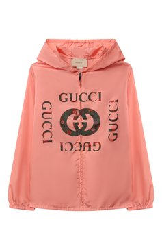 Детская ветровка с капюшоном GUCCI розового цвета, арт. 647462/XWANC | Фото 1 (Рукава: Длинные; Материал внешний: Синтетический материал; Региональные ограничения белый список (Axapta Mercury): RU; Материал сплава: Проставлено; Кросс-КТ: Демисезон, Ветровка; Драгоценные камни: Проставлено; Ростовка одежда: 10 - 11 лет | 140 - 146см, 4 года | 104 см, 5 лет | 110 см, 6 лет | 116 см, 8 лет | 128 см)