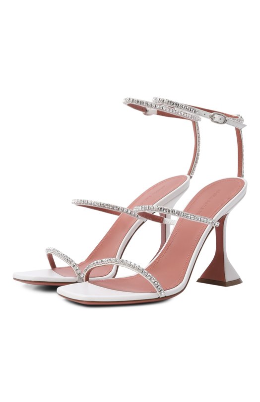 Кожаные босоножки Gilda 95 Amina Muaddi GILDA SANDAL 95/NAPPA Белый GILDA SANDAL 95/NAPPA