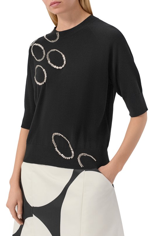 Шерстяной пуловер Dries Van Noten 011202/3700 Чёрный  011202/3700 Фото 3