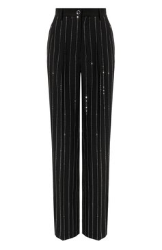 Женские брюки с отделкой стразами FORTE DEI MARMI COUTURE черного цвета, арт. 24WF3005 | Фото 1 (Длина (брюки, джинсы): Стандартные; Материал сплава: Проставлено; Материал внешний: Синтетический материал; Драгоценные камни: Проставлено; Женское Кросс-КТ: Брюки-одежда; Силуэт Ж (брюки и джинсы): Прямые; Стили: Гламурный; Кросс-КТ: костюм)