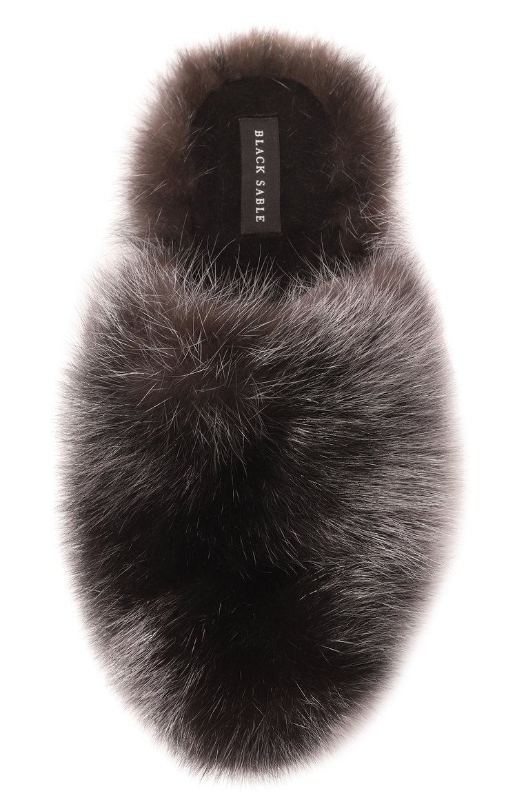 Женского домашние туфли enigma black из меха соболя BLACK SABLE коричневого цвета, арт. BS-24M/EB | Фото 6 (Подошва: Платформа; Драгоценные камни: Проставлено; Материал внешний: Натуральный мех; Материал сплава: Проставлено; Женское Кросс-КТ: тапочки-домашняя обувь; Материал внутренний: Натуральная кожа)