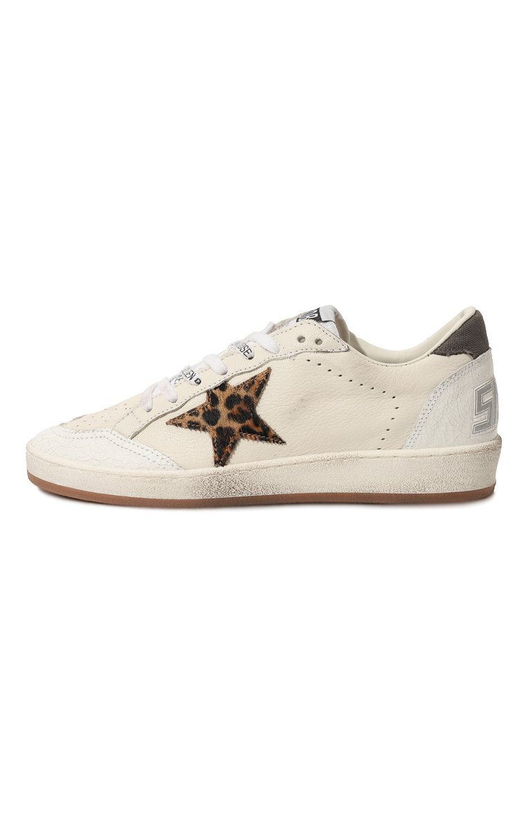 Женские кожаные кеды ball star GOLDEN GOOSE DELUXE BRAND белого цвета, арт. GWF00117.F002504 | Фото 4 (Подошва: Платформа; Материал внутренний: Натуральная кожа; Материал сплава: Проставлено; Драгоценные камни: Проставлено; Стили: Кэжуэл)