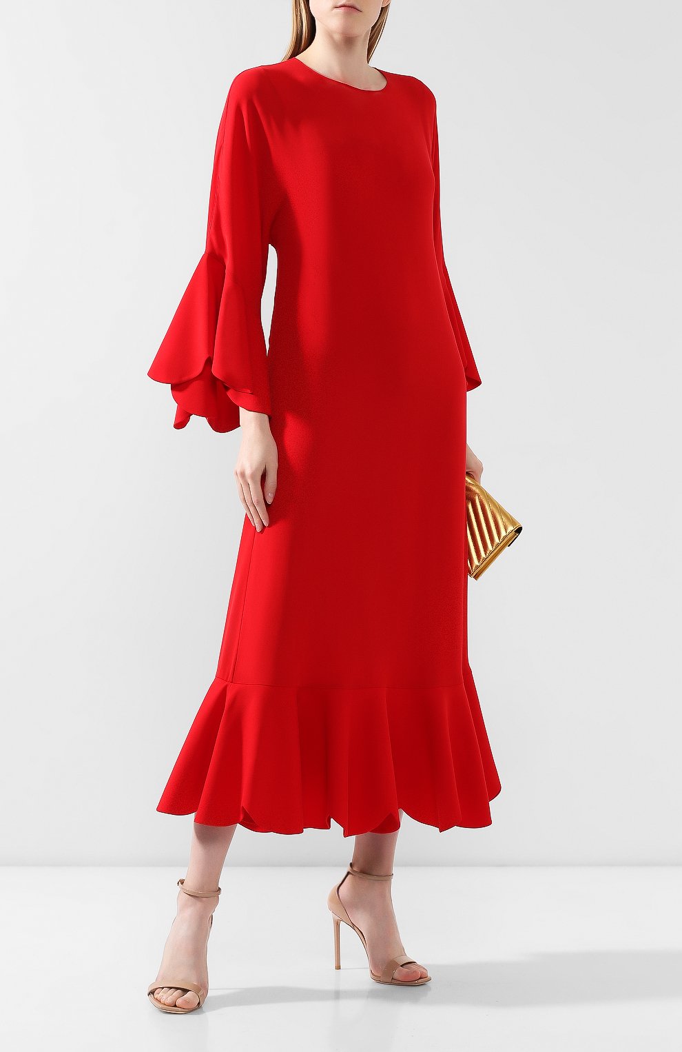 Шелковое платье VALENTINO красного цвета по цене 599500 руб., арт. SB3VANR51MH, фото 2 Шелковое платье VALENTINO, арт. SB3VANR51MH, фото 2
