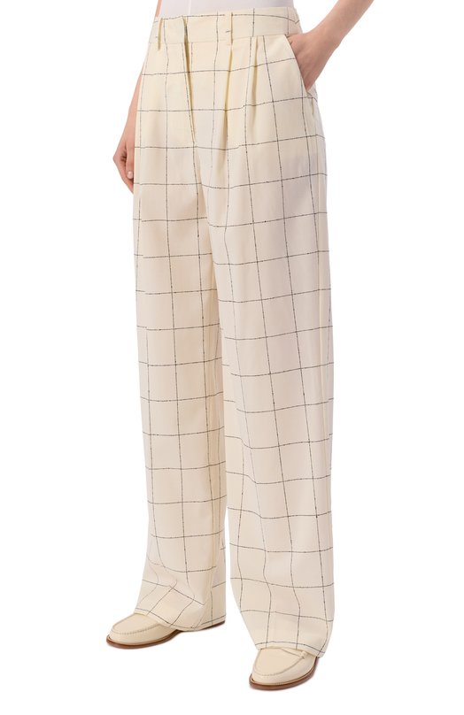Шерстяные брюки Erika Cavallini P6SM04 Кремовый  P6SM04 Фото 3