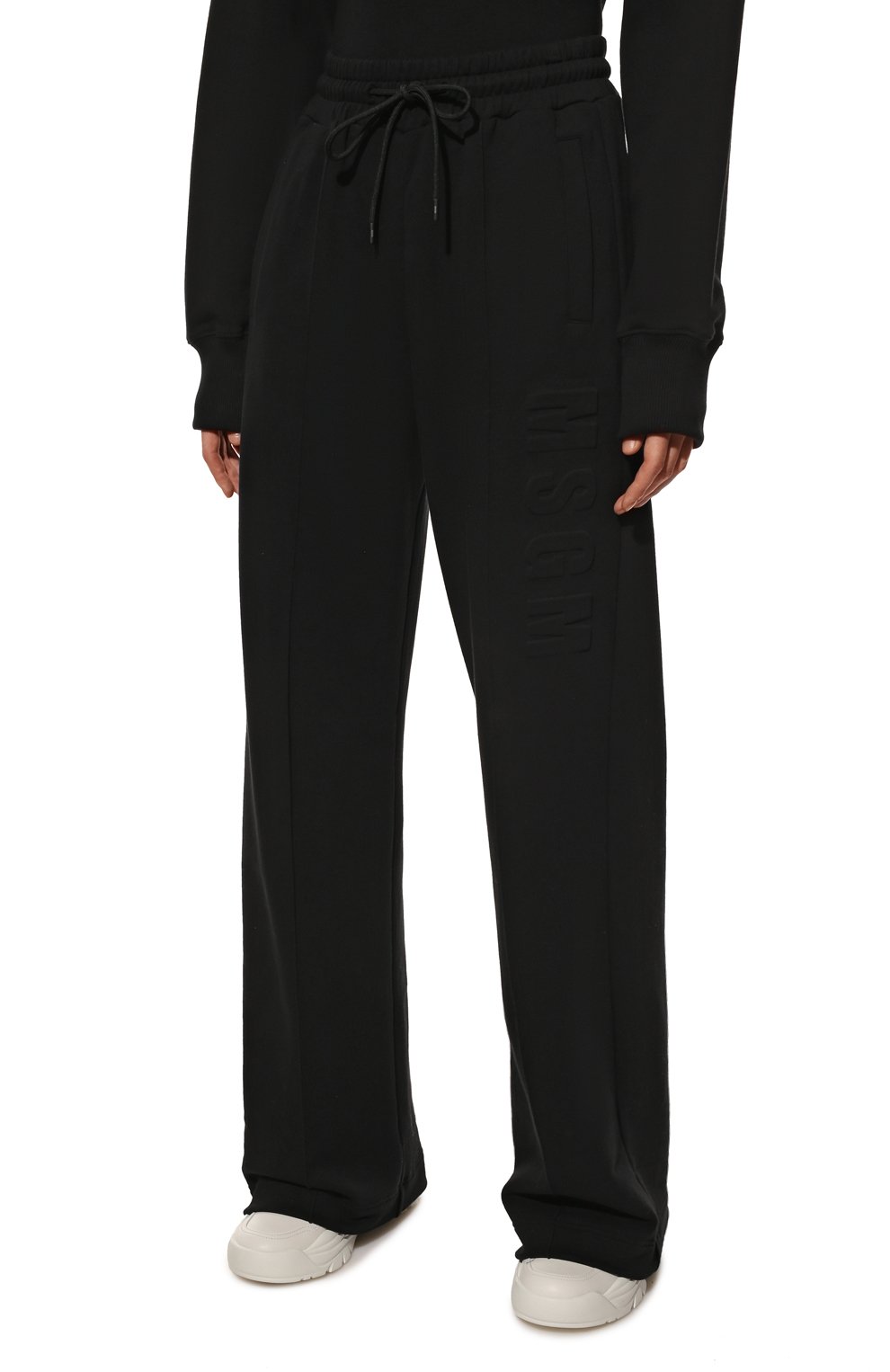 Хлопковые брюки MSGM черного цвета по цене 32150 руб., арт. 3241MDP66 227299, фото 3 Хлопковые брюки MSGM, арт. 3241MDP66 227299, фото 3