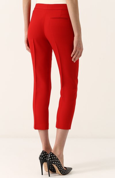 Однотонные укороченные брюки из смеси шерсти и шелка ALEXANDER MCQUEEN, арт. 460085/QKJ09, фото 4
