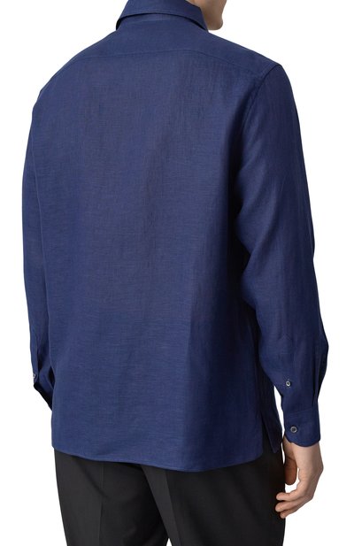 Льняная рубашка CORNELIANI темно-синего цвета по цене 44950 руб., арт. 25P213-2511648, фото 4 Льняная рубашка CORNELIANI, арт. 25P213-2511648, фото 4