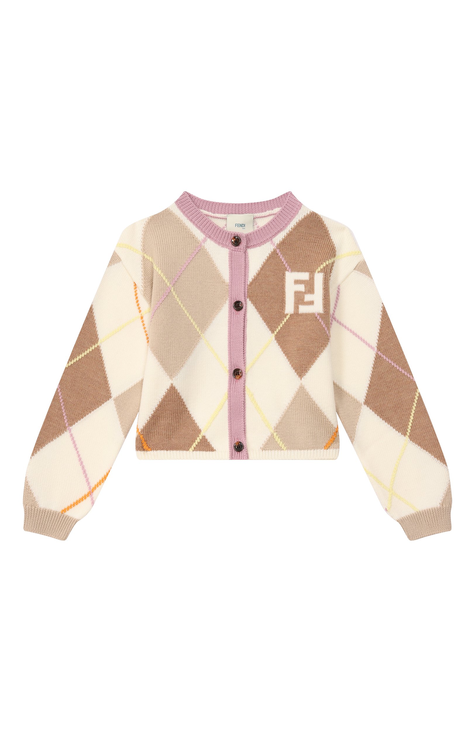 Шерстяной кардиган FENDI кремового цвета по цене 83500 руб., арт. JFG266/AJ8X/8A-12+, фото 1 Шерстяной кардиган FENDI, арт. JFG266/AJ8X/8A-12+, фото 1