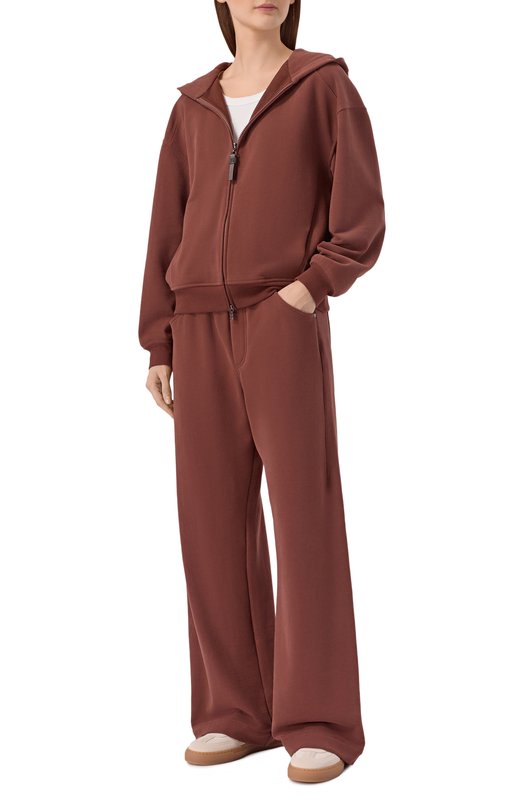 Хлопковые брюки Brunello Cucinelli MN05NHF499 Коричневый  MN05NHF499 Фото 2