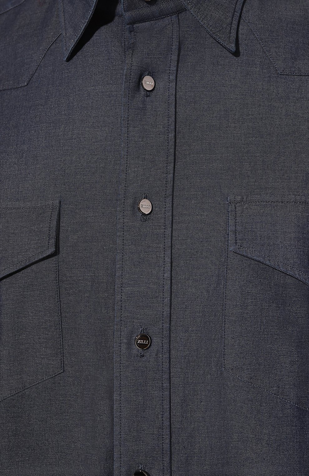 Хлопковая рубашка ZILLI темно-синего цвета по цене 75650 руб., арт. REGC02ZSLBL75ZS306709, фото 5 Хлопковая рубашка ZILLI, арт. REGC02ZSLBL75ZS306709, фото 5