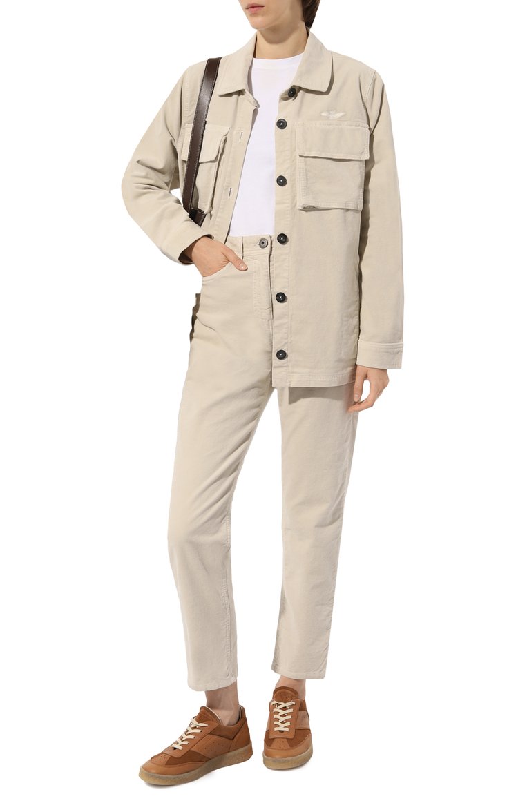 Женская куртка AERONAUTICA MILITARE светло-бежевого цвета, арт. 232/AC013DCT3018 | Фото 2 (Кросс-КТ: Куртка; Рукава: Длинные; Материал сплава: Проставлено; Материал внешний: Хлопок; Драгоценные камни: Проставлено; Длина (верхняя одежда): Короткие; Стили: Кэжуэл)