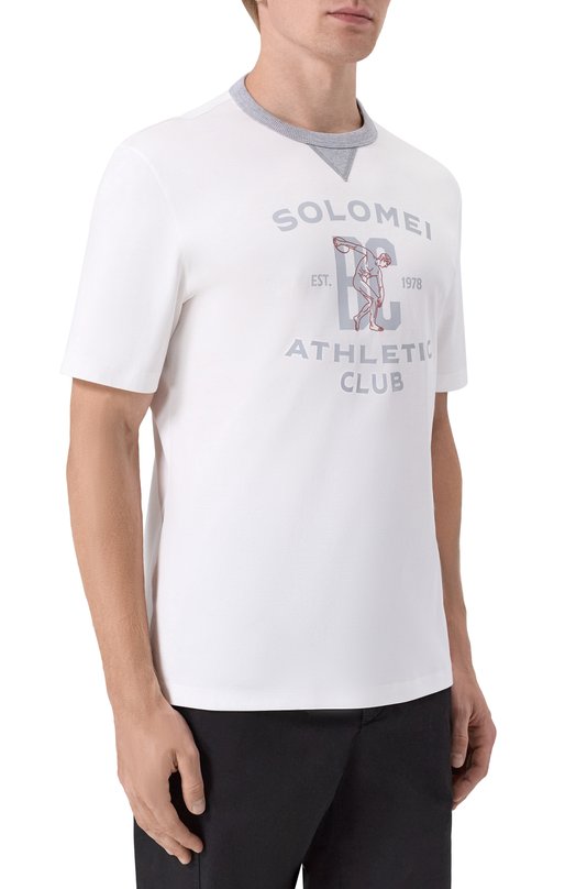 Хлопковая футболка Brunello Cucinelli M0B131001G Белый  M0B131001G Фото 3