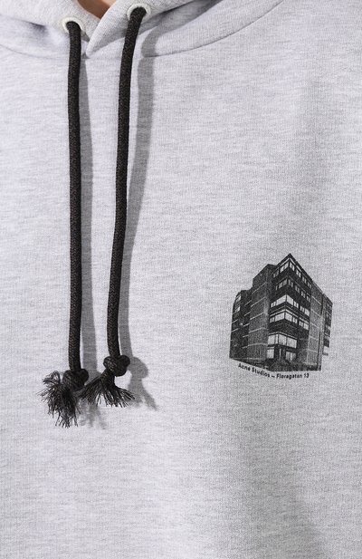 Хлопковое худи ACNE STUDIOS серого цвета по цене 42550 руб., арт. AI0048/W, фото 5 Хлопковое худи ACNE STUDIOS, арт. AI0048/W, фото 5