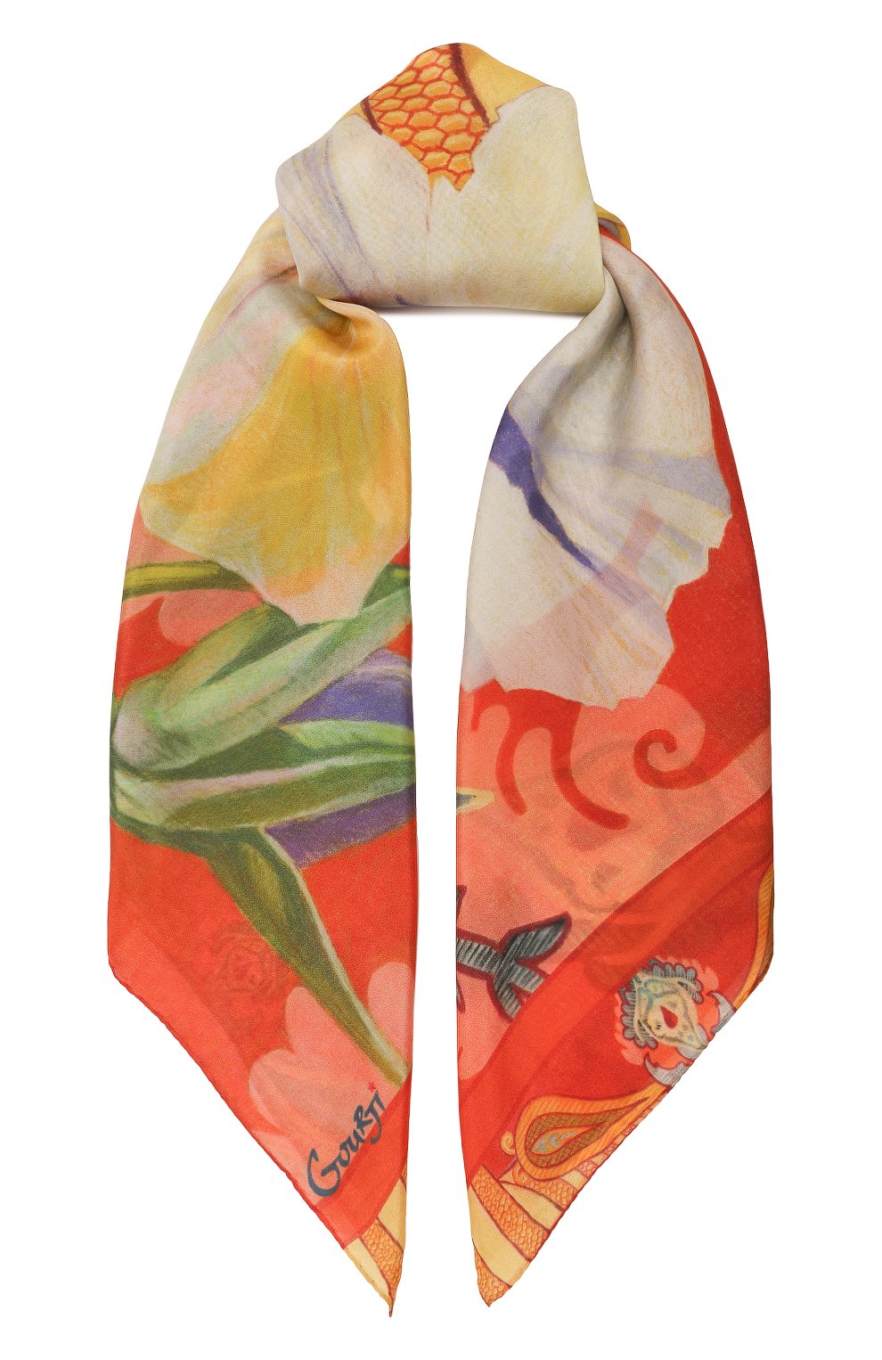 Шелковый платок анютины глазки GOURJI, арт. T23VT1, фото 1