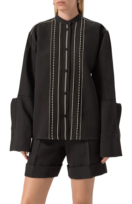 Рубашка из вискозы и шелка Jil Sander J02DL0231-J65005 Чёрный  J02DL0231-J65005 Фото 3