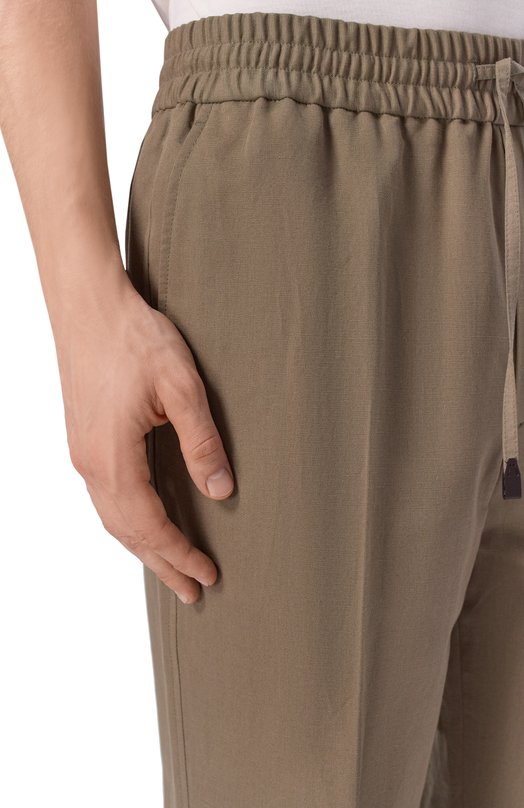 Брюки изо льна и хлопка Brioni RP2Z0L/PA106 Бежевый  RP2Z0L/PA106 Фото 5