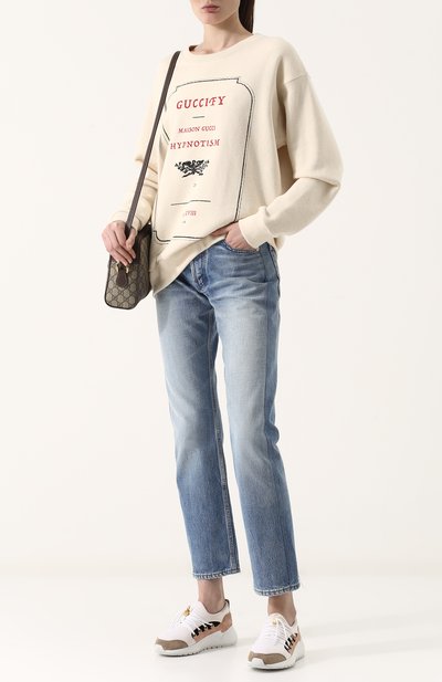 Хлопковый пуловер с круглым вырезом и принтом GUCCI, арт. 469250/X3N40, фото 2