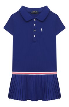 Детское хлопковое платье POLO RALPH LAUREN синего цвета, арт. 312862334 | Фото 1 (Материал внешний: Хлопок; Рукава: Короткие; Материал сплава: Проставлено; Драгоценные камни: Проставлено; Ростовка одежда: 5 лет | 110 см, 6 лет | 116 см)