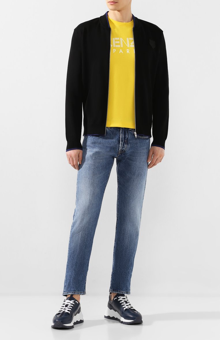 Мужской хлопковый кардиган KENZO черного цвета, арт. FA55CA1023AB | Фото 2 (Мужское Кросс-КТ: Кардиган-одежда; Материал внешний: Хлопок; Длина (для топов): Стандартные; Рукава: Длинные; Стили: Кэжуэл)