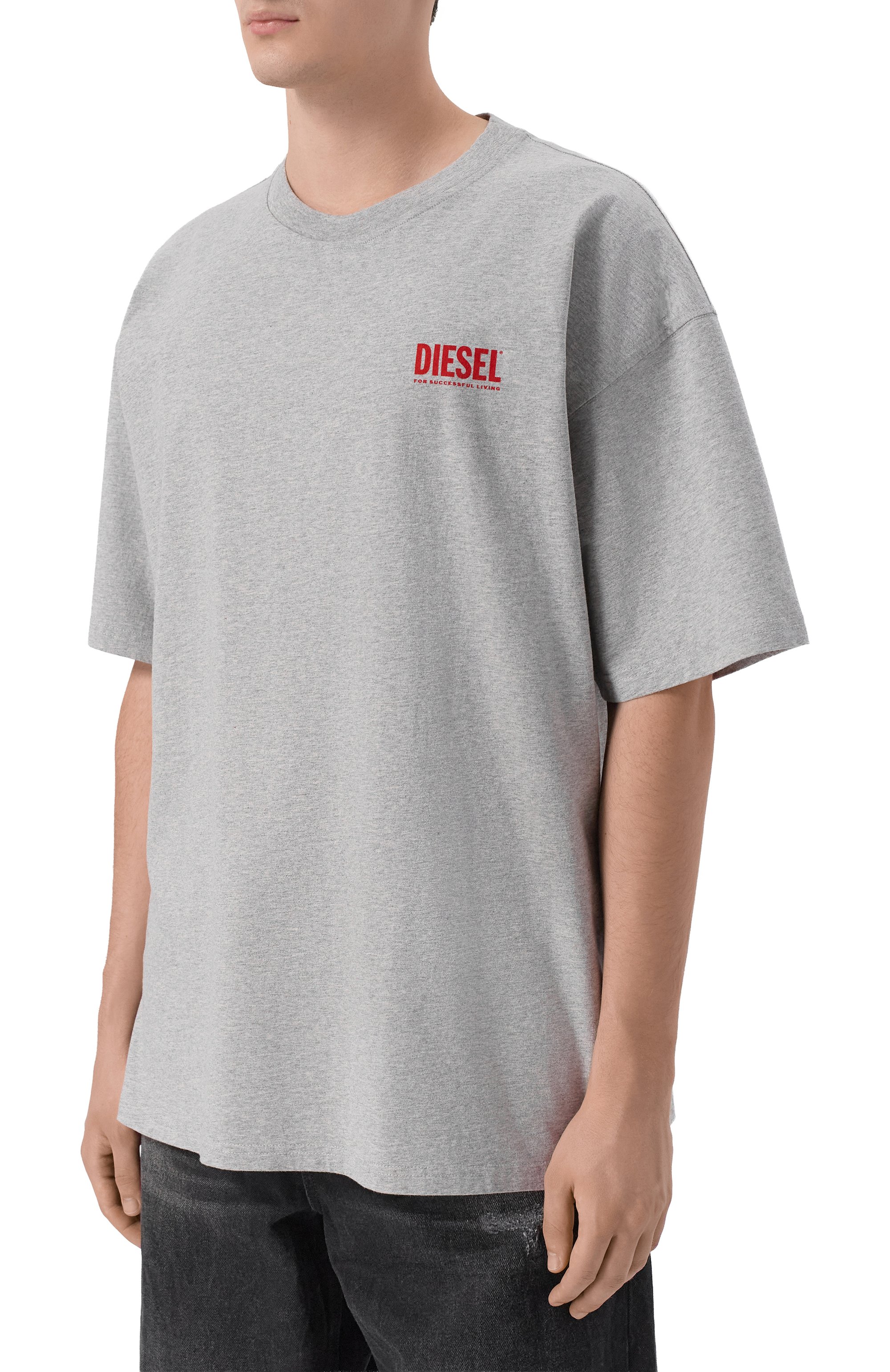 Хлопковая футболка DIESEL серого цвета по цене 7995 руб., арт. A20036/0EPCA, фото 3 Хлопковая футболка DIESEL, арт. A20036/0EPCA, фото 3