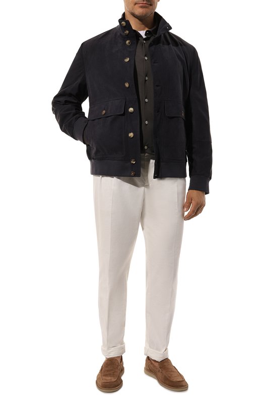 Замшевый бомбер Brunello Cucinelli MPNAB1929 Синий  MPNAB1929 Фото 2