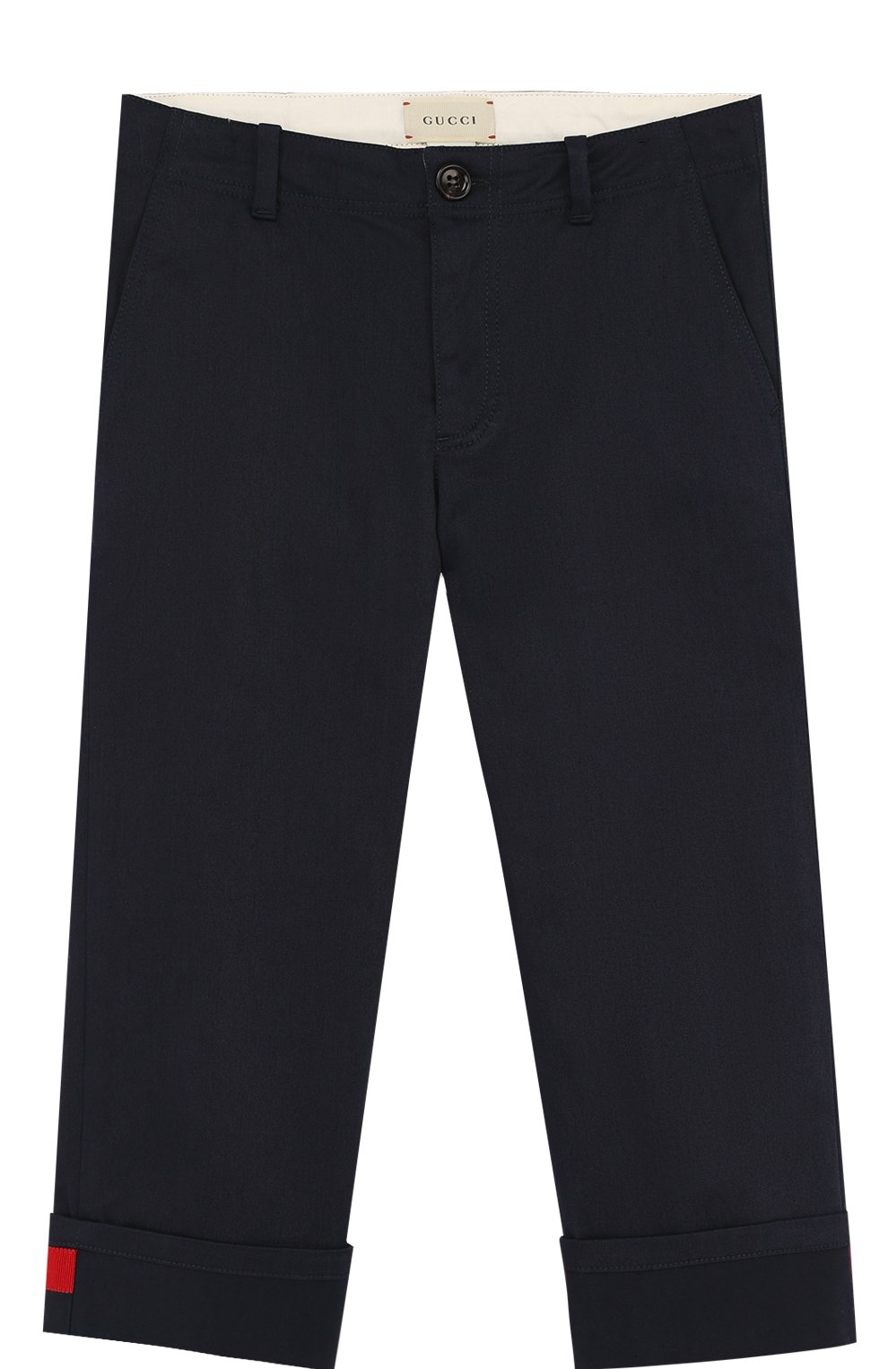 Хлопковые брюки с отворотами и контрастной нашивкой GUCCI, арт. 499974/XBD87, фото 1