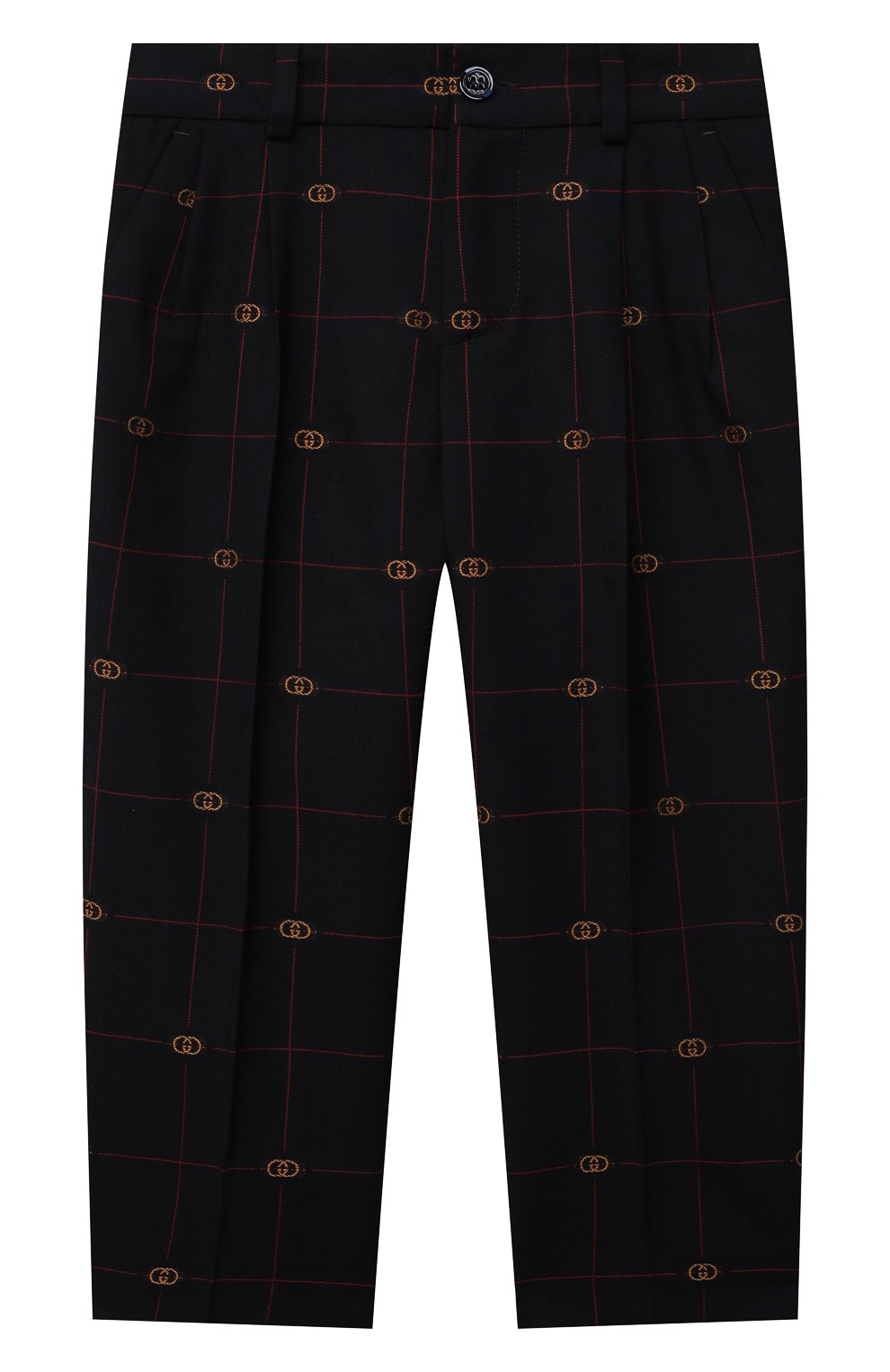 Шерстяные брюки GUCCI темно-синего цвета по цене 65500 руб., арт. 665123/XWA0Q, фото 1 Шерстяные брюки GUCCI, арт. 665123/XWA0Q, фото 1