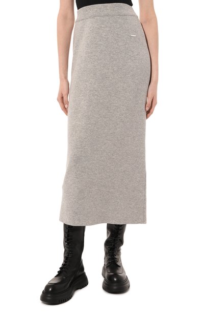 Кашемировая юбка FREEAGE серого цвета по цене 44800 руб., арт. FW 50016-MG, фото 3 Кашемировая юбка FREEAGE, арт. FW 50016-MG, фото 3