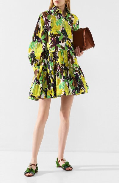 Кожаные сандалии DOLCE & GABBANA зеленого цвета по цене 162500 руб., арт. CQ0382/AX891, фото 2 Кожаные сандалии DOLCE & GABBANA, арт. CQ0382/AX891, фото 2