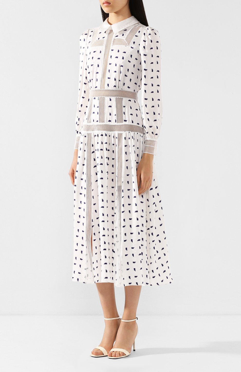 Платье-миди SELF-PORTRAIT белого цвета по цене 52100 руб., арт. RS20-023, фото 3 Платье-миди SELF-PORTRAIT, арт. RS20-023, фото 3