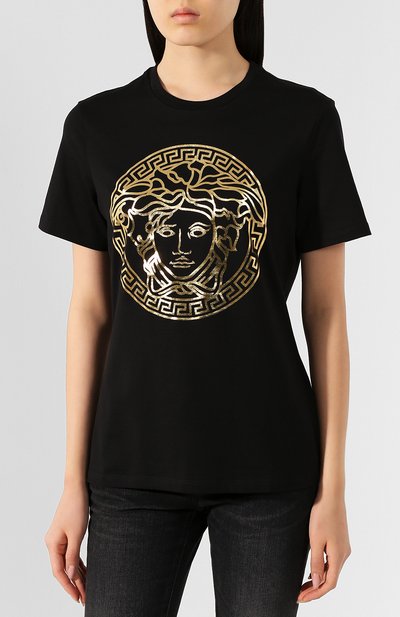 Хлопковая футболка VERSACE черного цвета по цене 34200 руб., арт. A85756/A228806, фото 3 Хлопковая футболка VERSACE, арт. A85756/A228806, фото 3