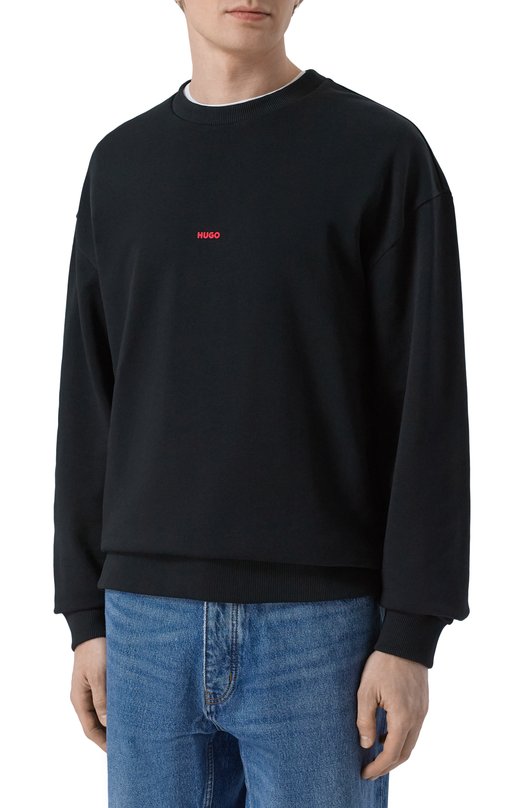 Хлопковый свитшот HUGO 50557482 Чёрный  50557482 Фото 3
