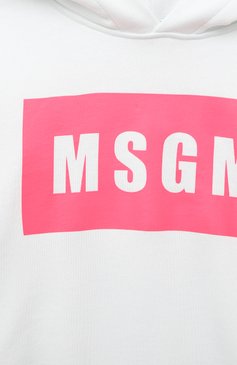 Детский хлопковое худи MSGM KIDS белого цвета, арт. MS029320 | Фото 3 (Рукава: Длинные; Мальчики Кросс-КТ: Худи-одежда; Материал сплава: Проставлено; Материал внешний: Хлопок; Драгоценные камни: Проставлено)