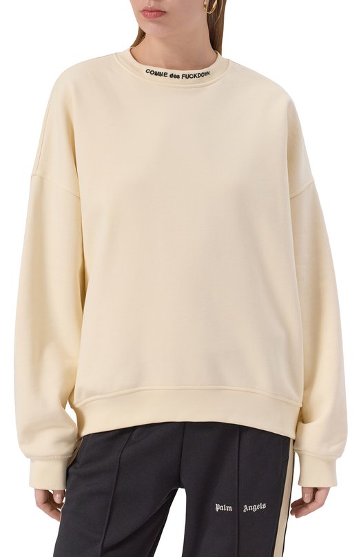 Хлопковый свитшот Comme des Fuckdown CFABW01370 Кремовый  CFABW01370 Фото 3