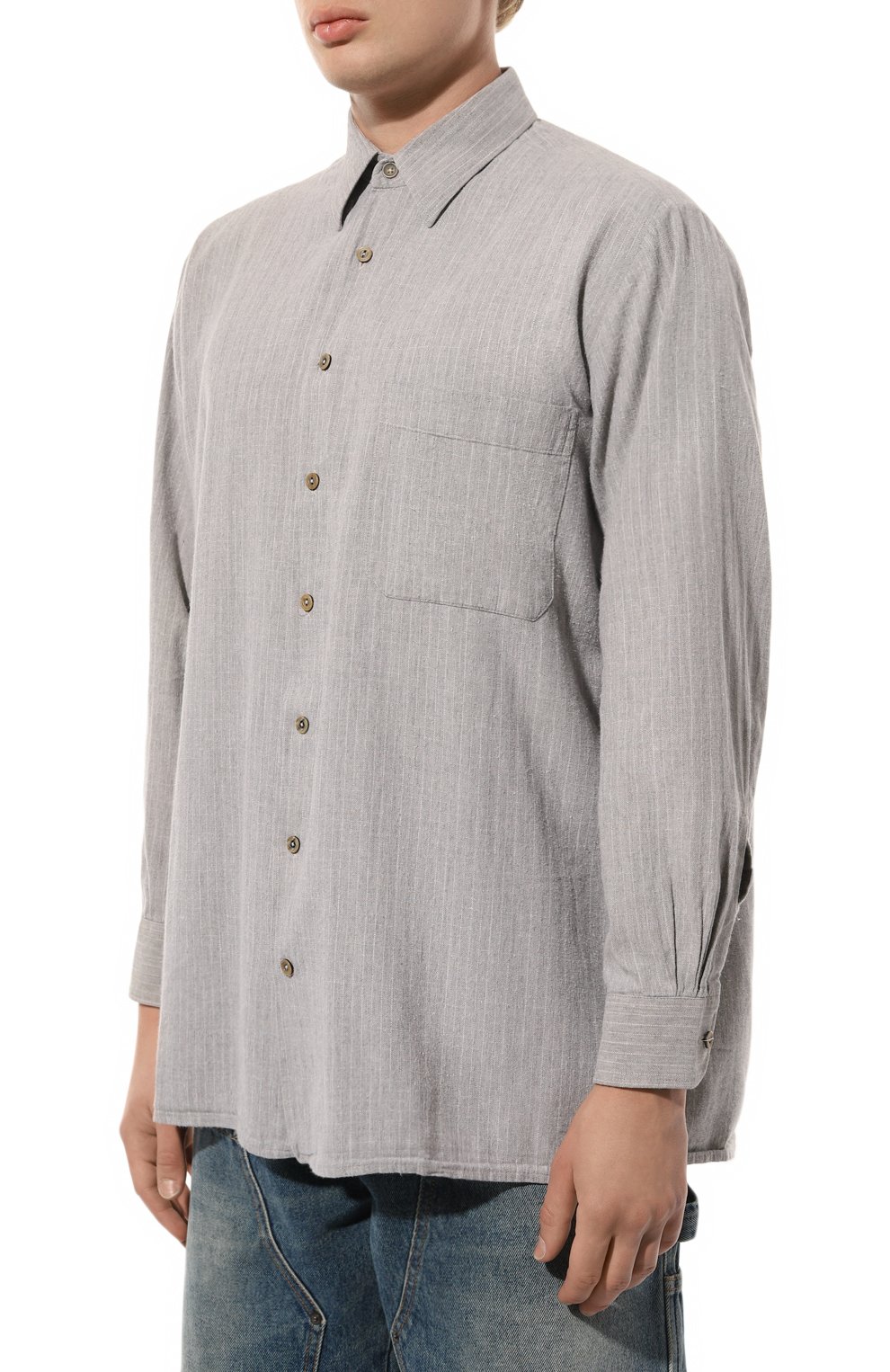 Хлопковая рубашка BARBED серого цвета по цене 21050 руб., арт. CAM1, фото 3 Хлопковая рубашка BARBED, арт. CAM1, фото 3