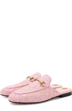 Женские кожаные сабо princetown с глиттером GUCCI розового цвета, арт. 475094/9BY20 | Фото 1 (Подошва: Плоская; Каблук высота: Низкий; Материал внешний: Текстиль, Натуральная кожа; Материал внутренний: Натуральная кожа)