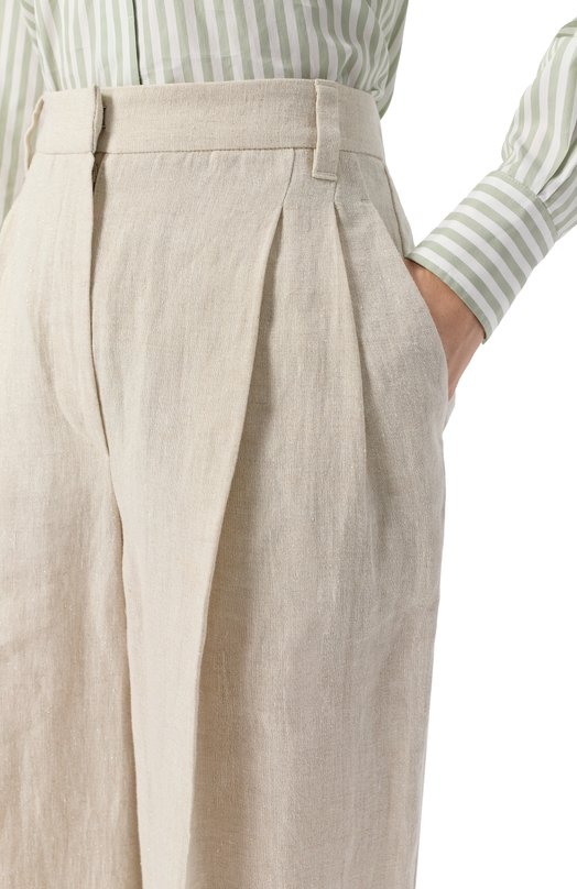 Льняные брюки Brunello Cucinelli MH547P8669 Бежевый  MH547P8669 Фото 5