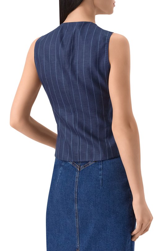 Жилет изо льна и шерсти Kiton D47456K0603E10 Синий  D47456K0603E10 Фото 4