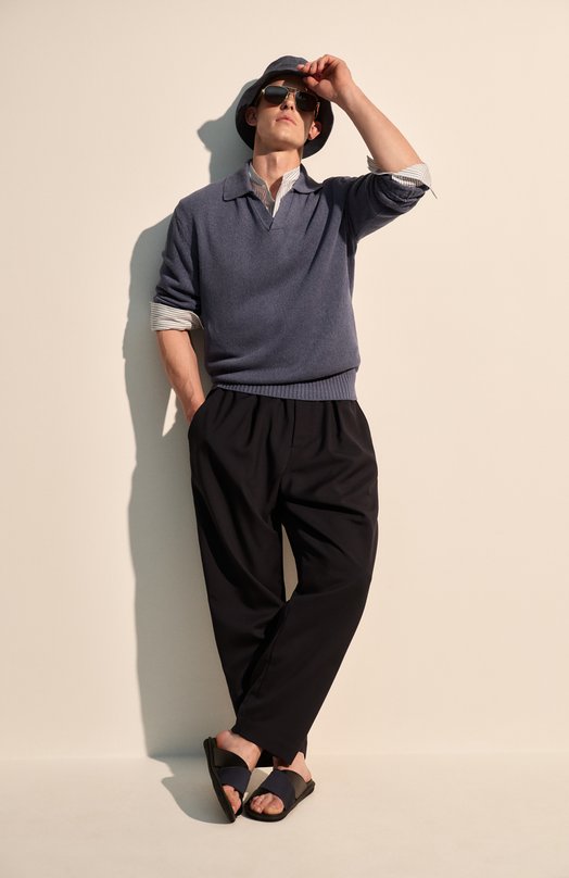 Кожаные шлепанцы Giorgio Armani X2P096/XR382 Синий  X2P096/XR382 Фото 8