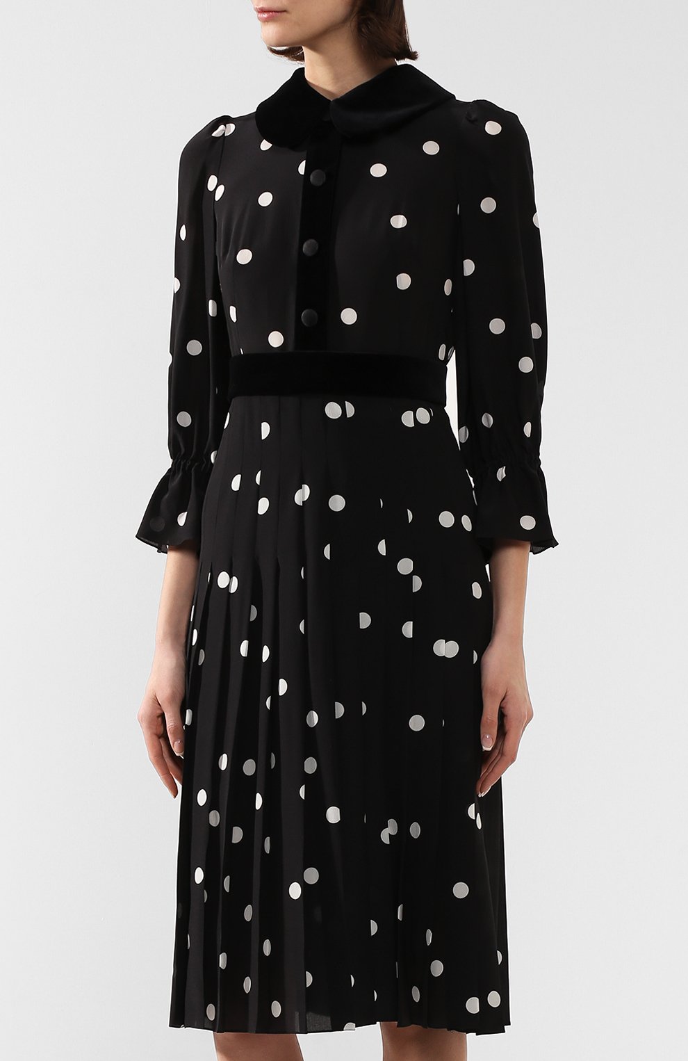Платье в горох DOLCE & GABBANA черно-белого цвета по цене 220500 руб., арт. F6F5MT/HS15T, фото 3 Платье в горох DOLCE & GABBANA, арт. F6F5MT/HS15T, фото 3