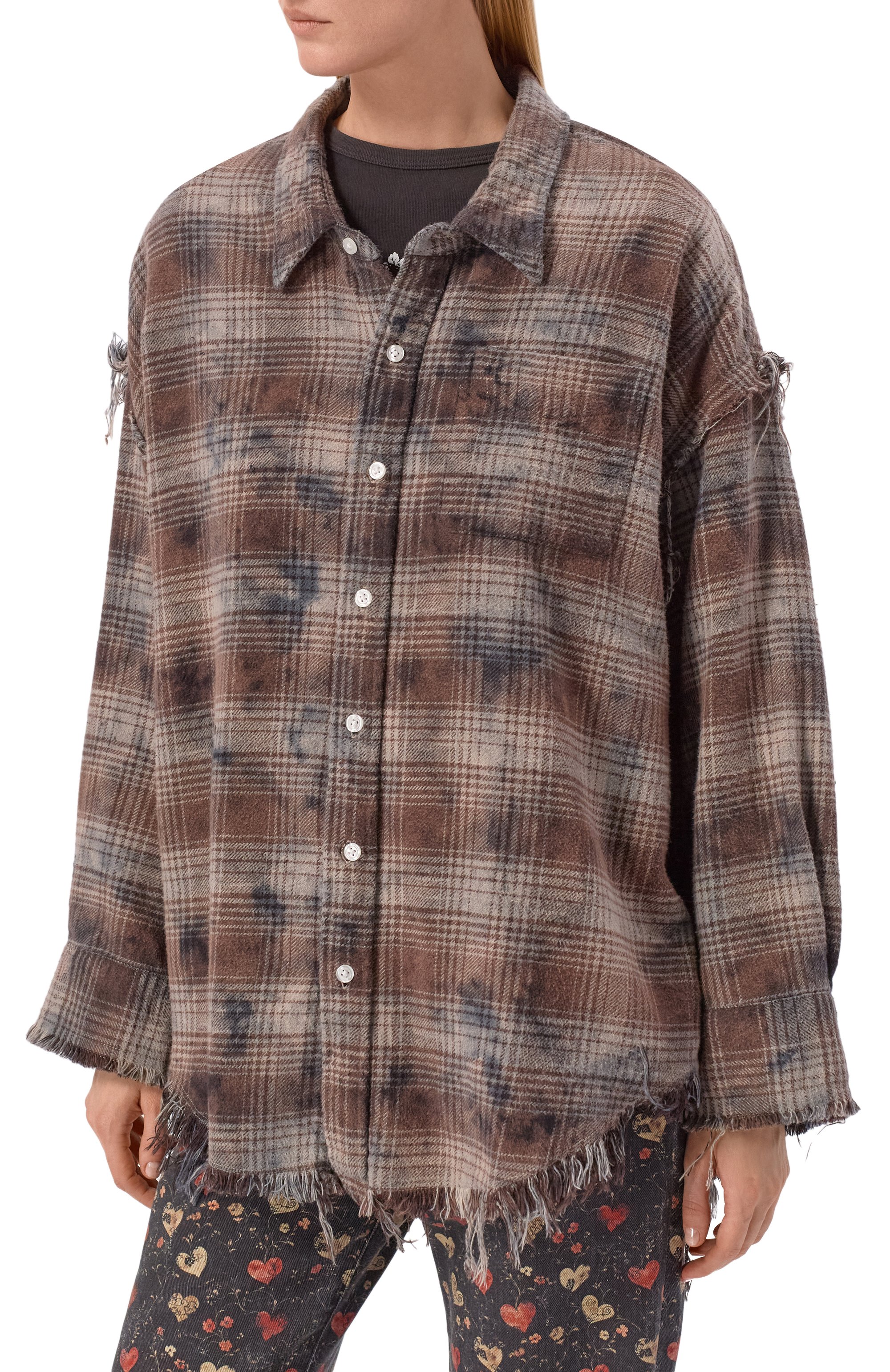 Хлопковая рубашка R13 серого цвета по цене 75900 руб., арт. R13WR075-R684B_001, фото 3 Хлопковая рубашка R13, арт. R13WR075-R684B_001, фото 3