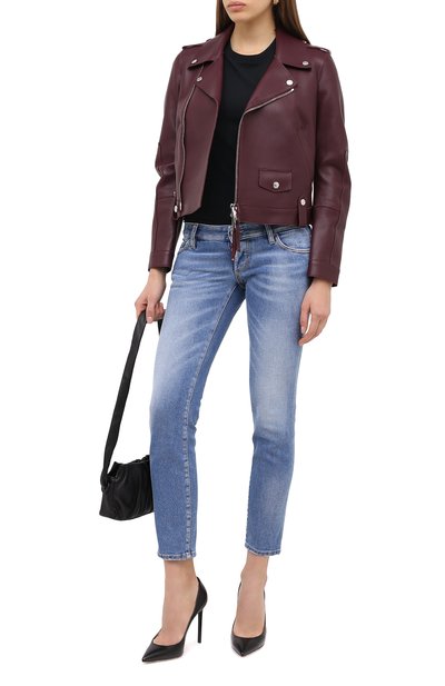 Кожаная куртка DSQUARED2 бордового цвета по цене 292000 руб., арт. S75AM0794/SY1496, фото 2 Кожаная куртка DSQUARED2, арт. S75AM0794/SY1496, фото 2