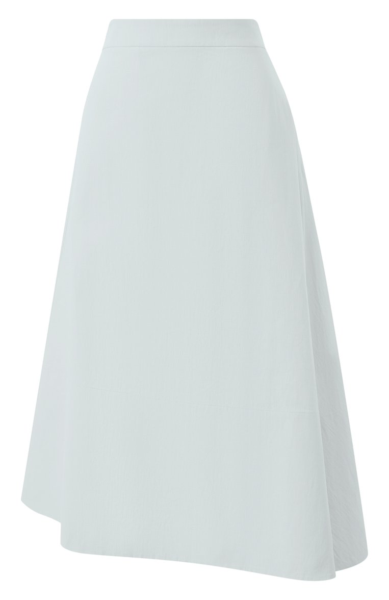 Женская льняная юбка JIL SANDER голубого цвета, арт. J04MA0006/J60001 | Фото 1 (Материал внешний: Лен; Длина Ж (юбки, платья, шорты): Миди; Стили: Минимализм; Автоматизация ТО: Проставлено; Автоматизация состава: Проставлено; Кросс-КТ: костюм)