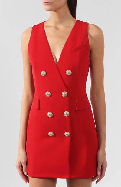 Шерстяное платье BALMAIN красного цвета по цене 238500 руб., арт. SF16144/W034, фото 3 Шерстяное платье BALMAIN, арт. SF16144/W034, фото 3