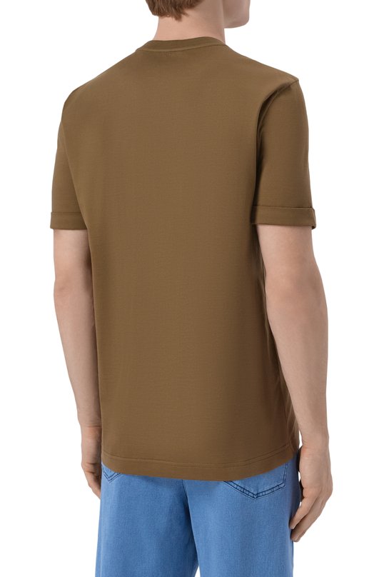 Хлопковая футболка Kiton UMK0891 Хаки  UMK0891 Фото 4