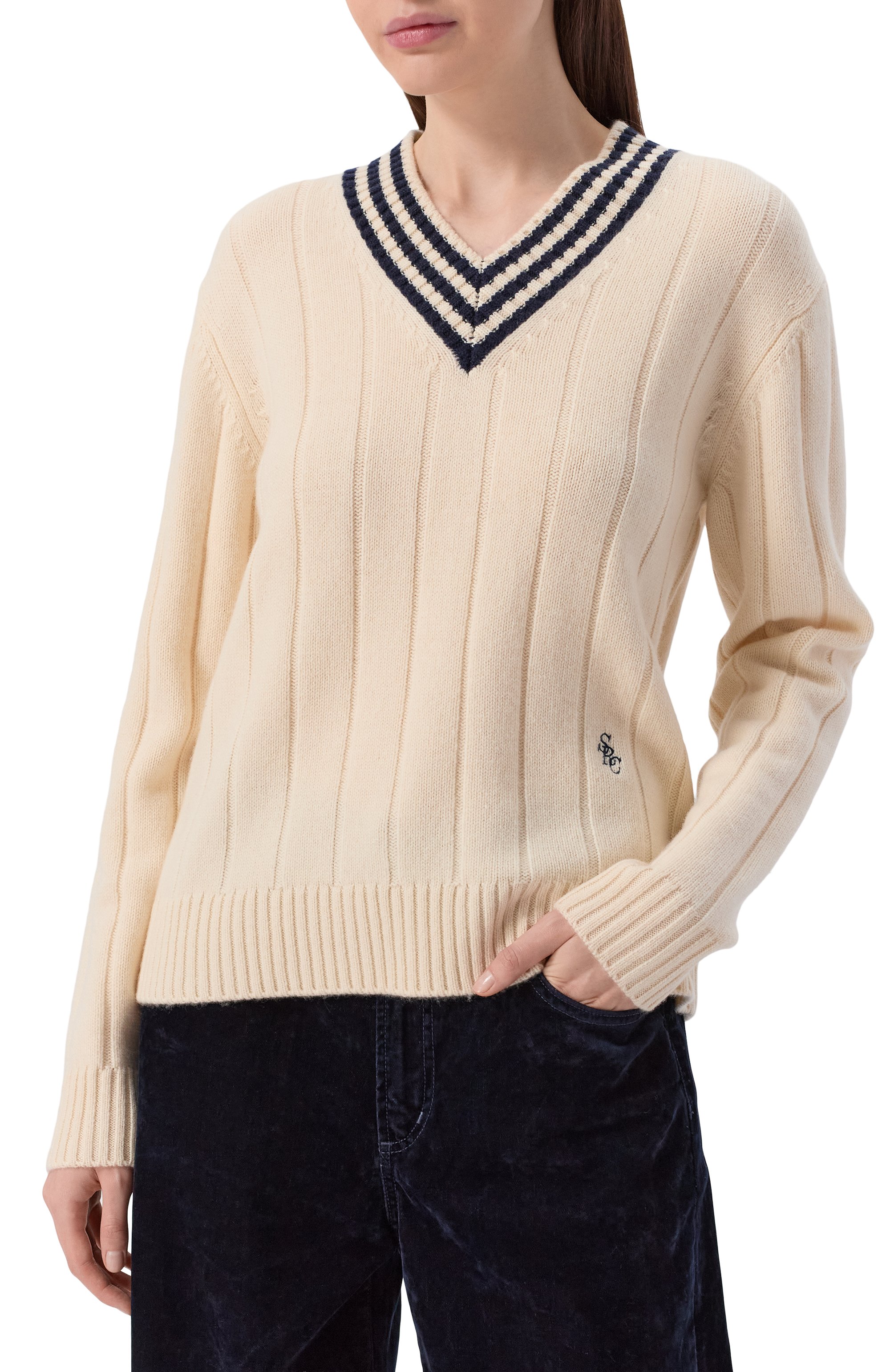 Пуловер  из кашемира и шерсти SPORTY AND RICH, арт. WS07961302WH63, фото 3